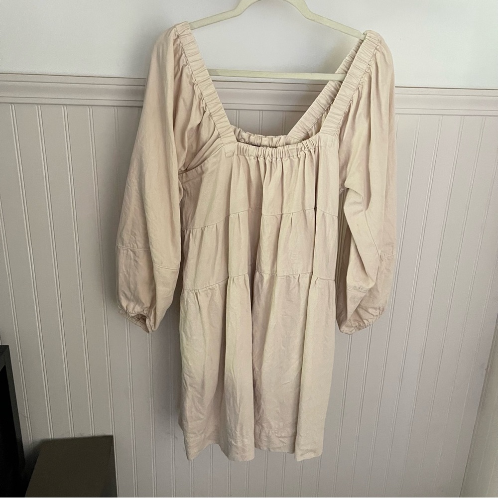 Free People Washed Denim Cream Dress